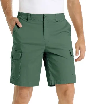 Mens Tactical Cargo Shorts 3/4 Casual Hiking Capri Pants Below Knee Length with Multi Pocket Athletic Running Shorts