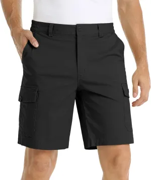 Mens Tactical Cargo Shorts 3/4 Casual Hiking Capri Pants Below Knee Length with Multi Pocket Athletic Running Shorts