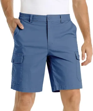 Mens Tactical Cargo Shorts 3/4 Casual Hiking Capri Pants Below Knee Length with Multi Pocket Athletic Running Shorts