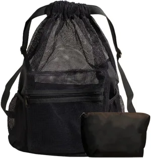 Men's Waterproof Drawstring Backpack for Sports, Gym, Workout, Travel with Zipper Pockets & Durable Lightweight Design - Black
