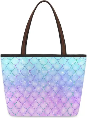 Mermaids Coloured Scales Tote Bag for Women Womens Handbags Tote Bag for Work Shopping Travel Beach