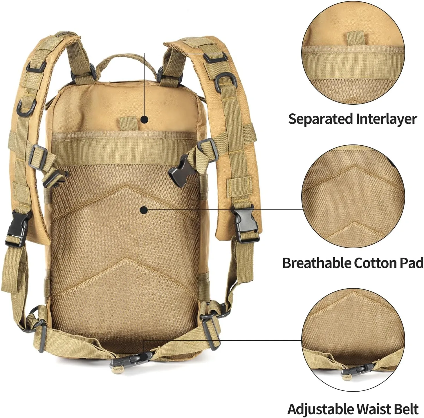 Military Tactical Backpacks 45L Assault Pack Bag Large Rucksack with MOLLE Webbing System For Men Camping Hiking Trekking