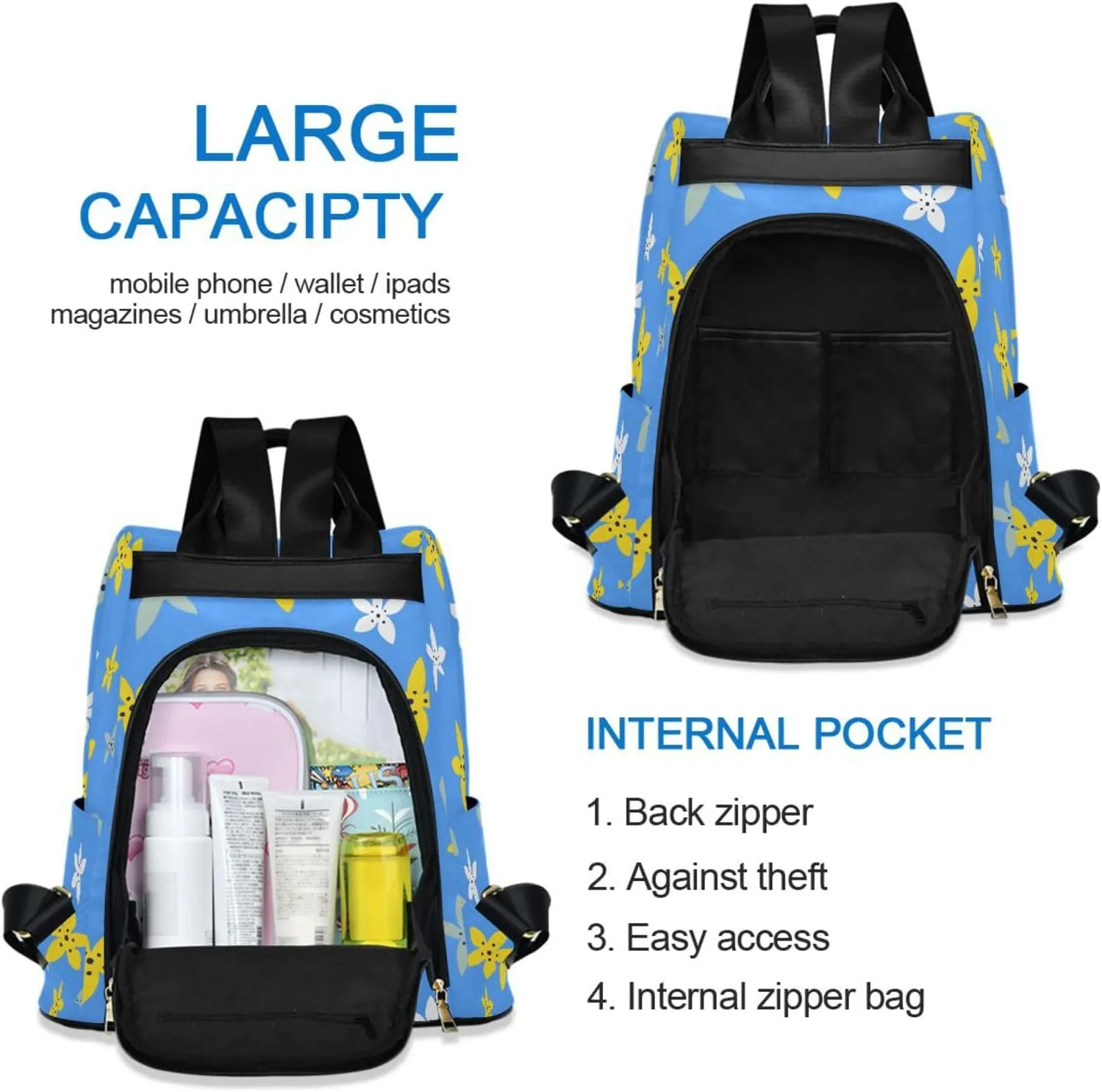 Mini Backpack Women Travel Handbag Shoulder Bag for Outing Shopping Traveling Going Out Pattern 10