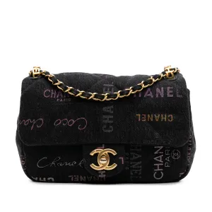 Mini Rectangular Quilted Denim Mood Flap