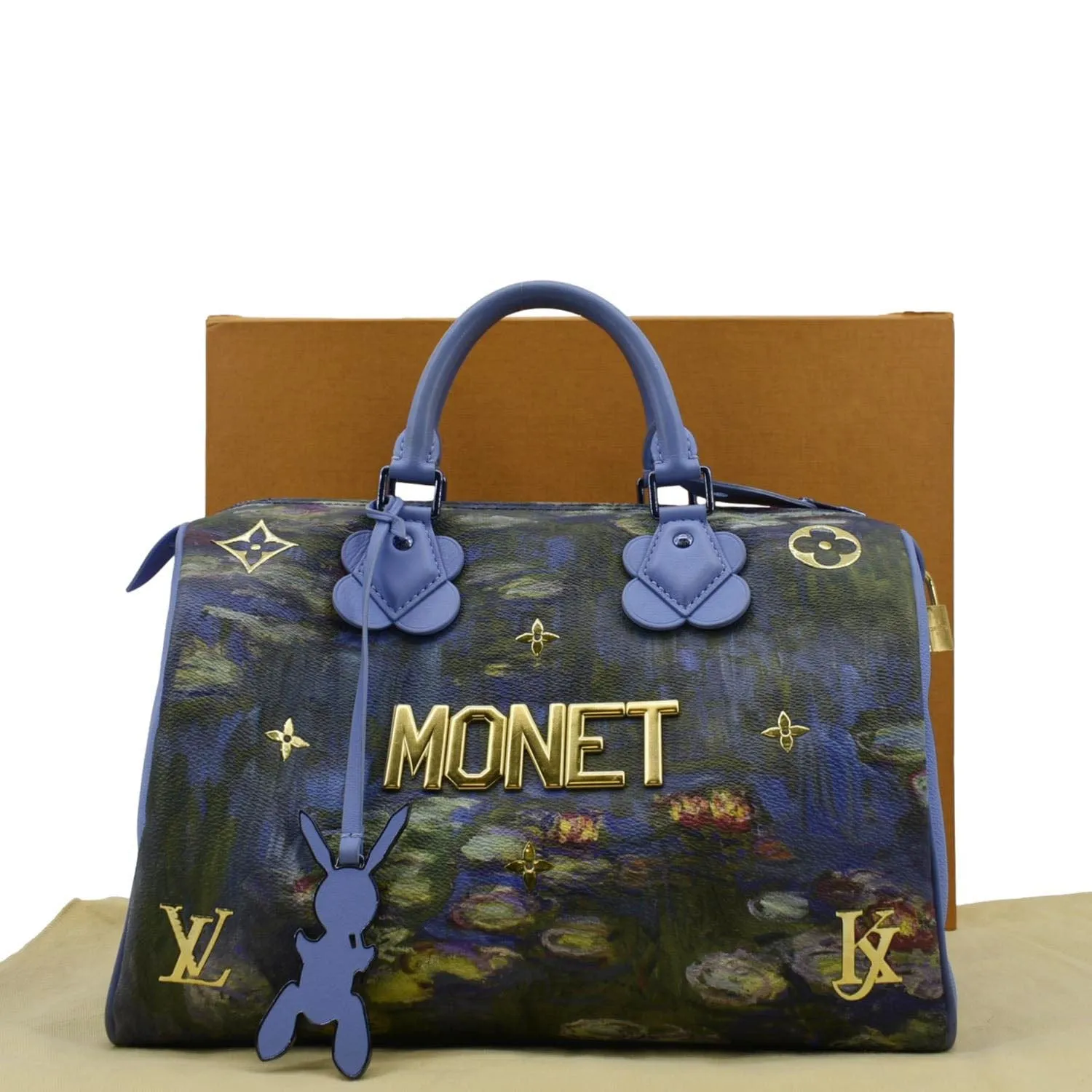 Monet Blue 30 Bag Speedy LOUIS Masters Coated Privacy-protected Sale ends today VUITTON Canvas Satchel