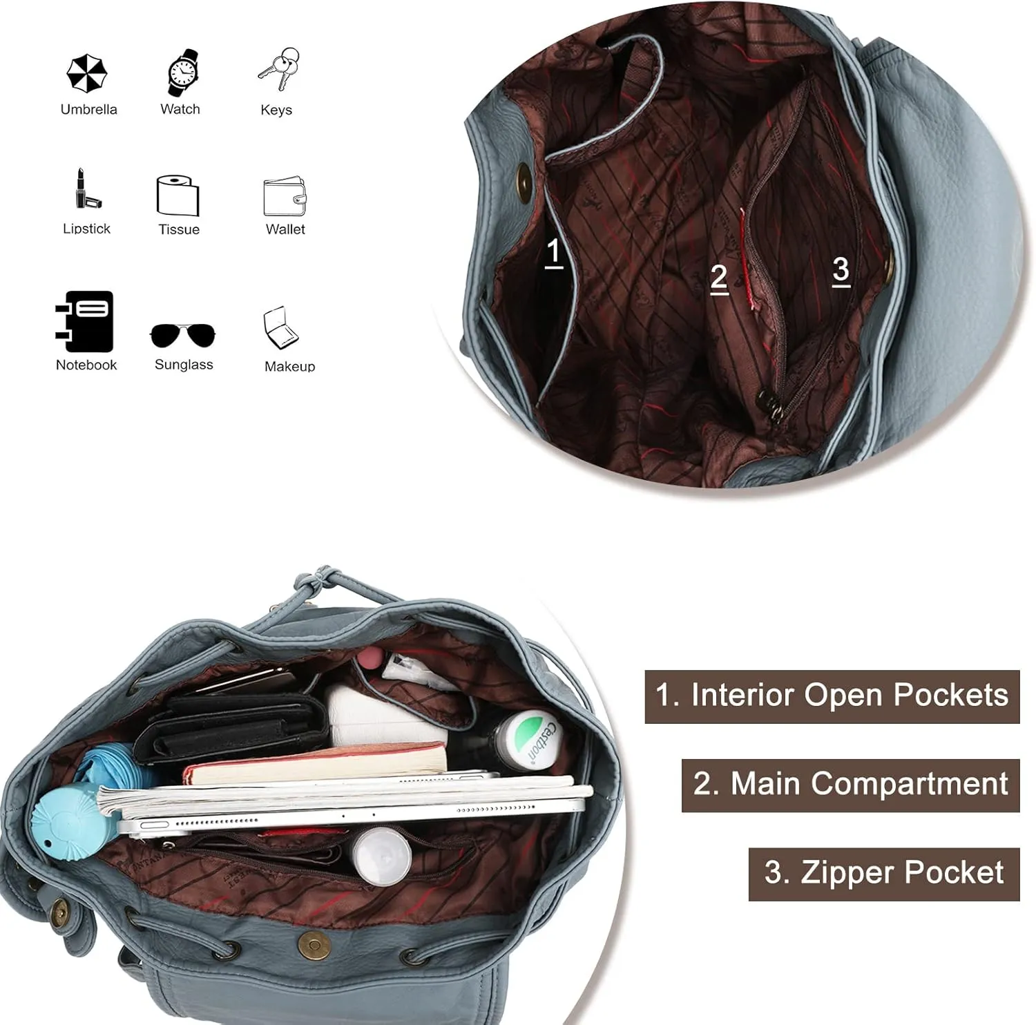 Montana West Backpack Purse for Women Soft Washed Leather Drawstring Casual Travel Large Backpacks
