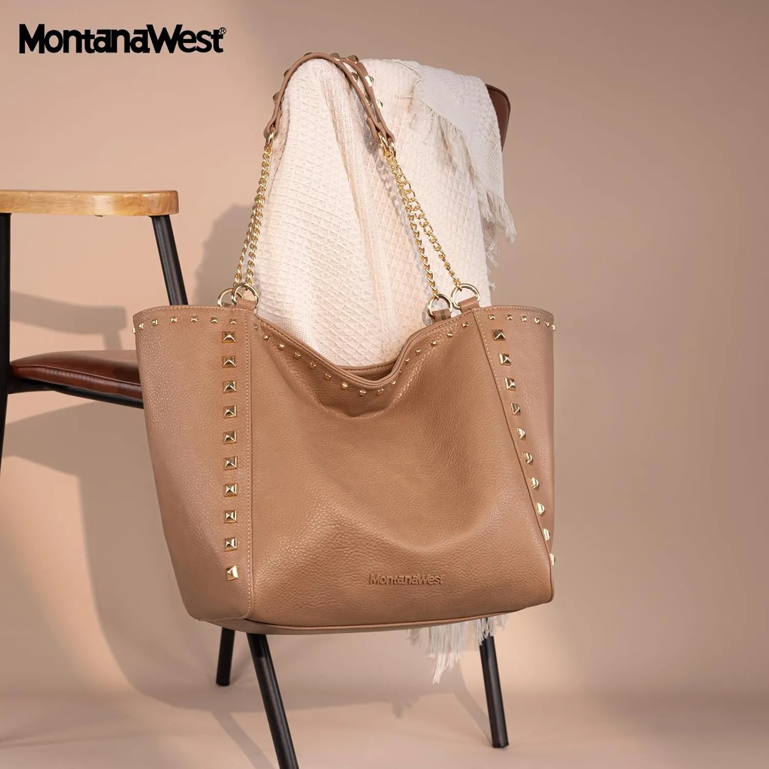 Montana West Large Tote Bag for Women Oversized Shoulder Purses with Chain Handbags