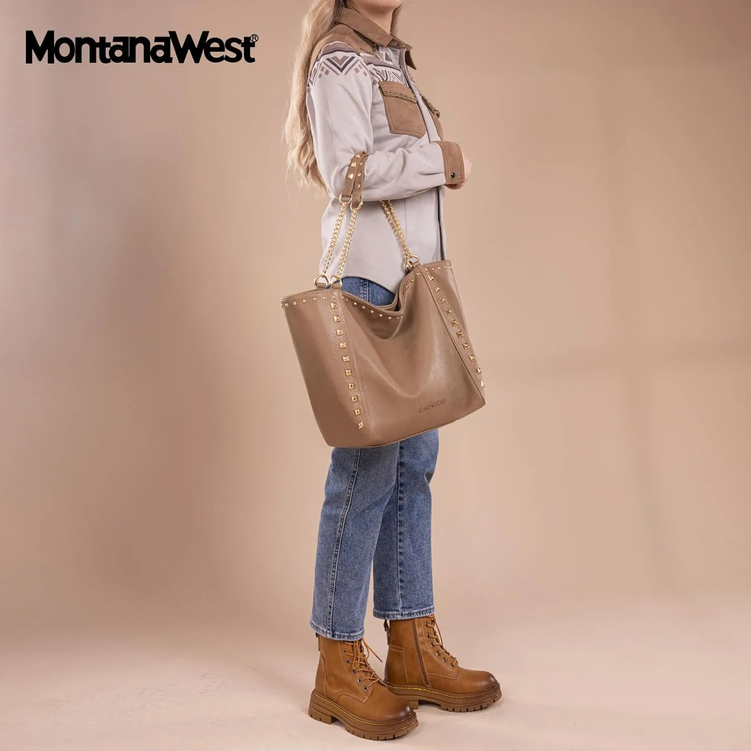 Montana West Large Tote Bag for Women Oversized Shoulder Purses with Chain Handbags