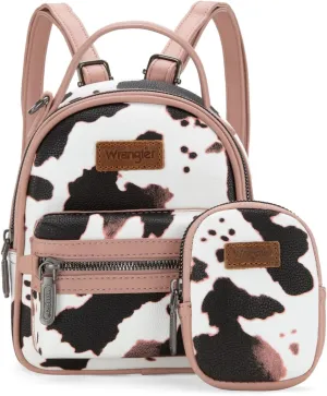 Montana West Wrangler Mini Backpack Cute Cow Print Backpack Purse for Girls and Women, Pink WG133-8600PK