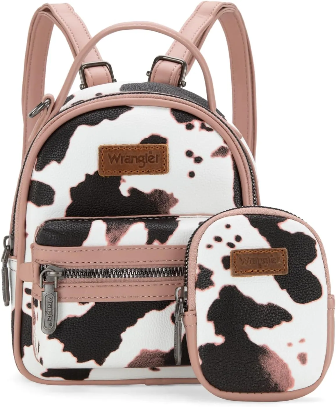 Montana West Wrangler Mini Backpack Cute Cow Print Backpack Purse for Girls and Women, Pink WG133-8600PK