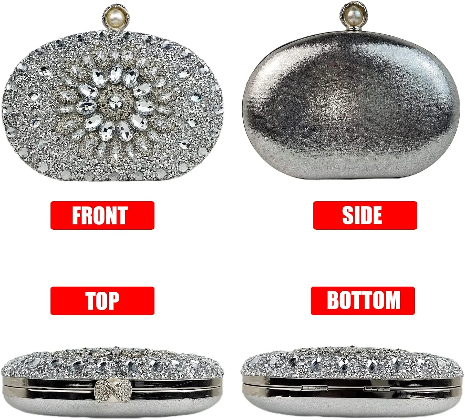 Multicolor Rhinestone Women Evening Clutch Purse Bridal Sparkly Diamond Bag Crystal Handbags Prom Wedding Cocktail Purse