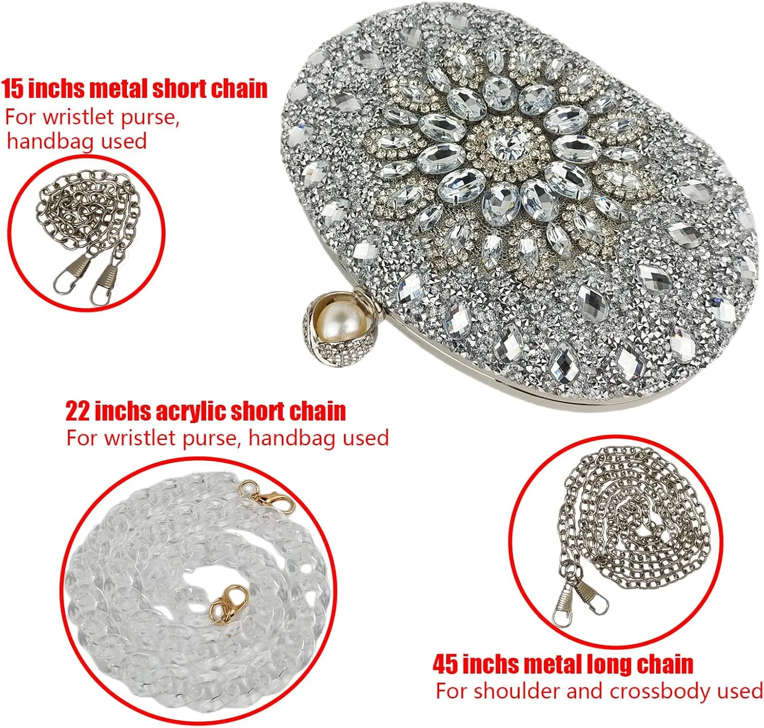 Multicolor Rhinestone Women Evening Clutch Purse Bridal Sparkly Diamond Bag Crystal Handbags Prom Wedding Cocktail Purse