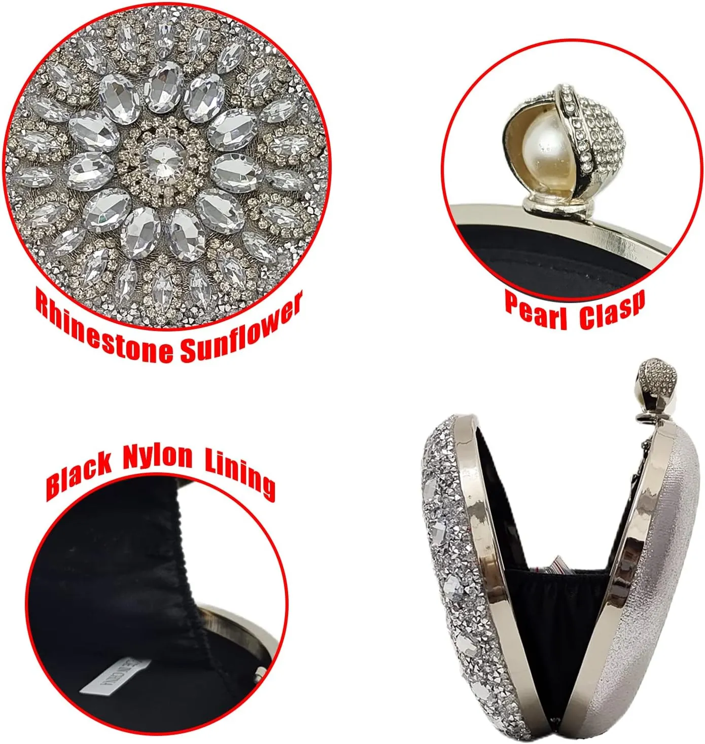 Multicolor Rhinestone Women Evening Clutch Purse Bridal Sparkly Diamond Bag Crystal Handbags Prom Wedding Cocktail Purse