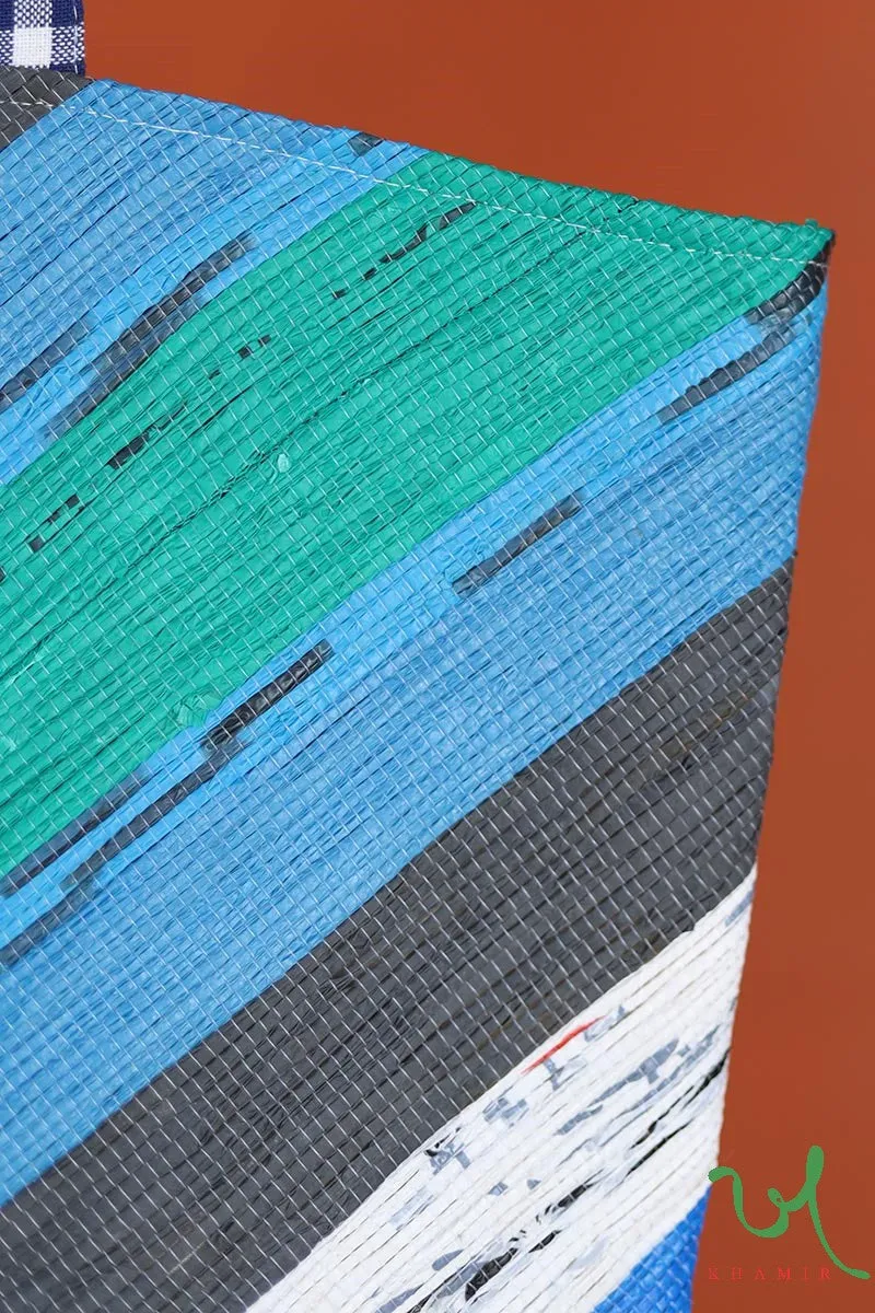 Multicolour Stripes Upcycled Plastic Oversized Tote Bag