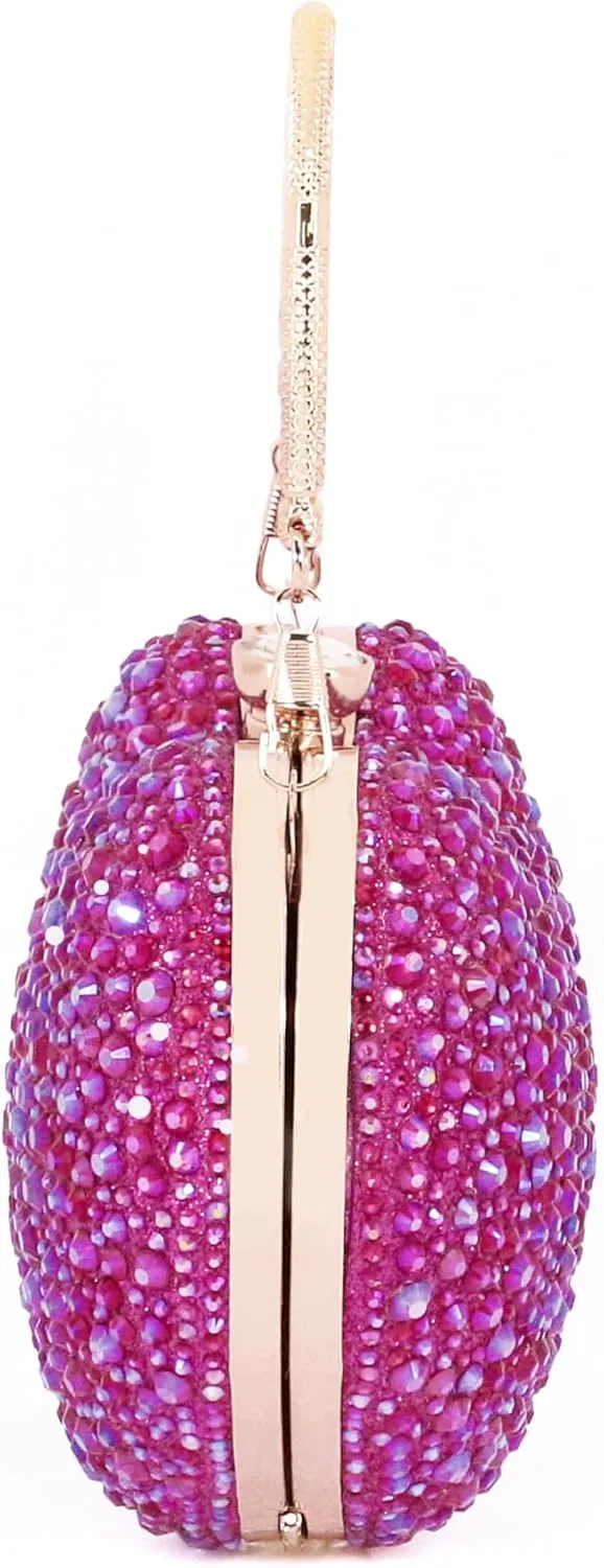Naimo Womens Heart Bag Rhinestone Evening Bag Handbag Purse for Wedding Cocktail Party