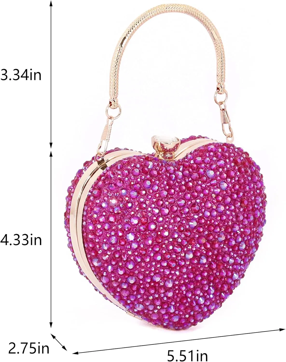 Naimo Womens Heart Bag Rhinestone Evening Bag Handbag Purse for Wedding Cocktail Party