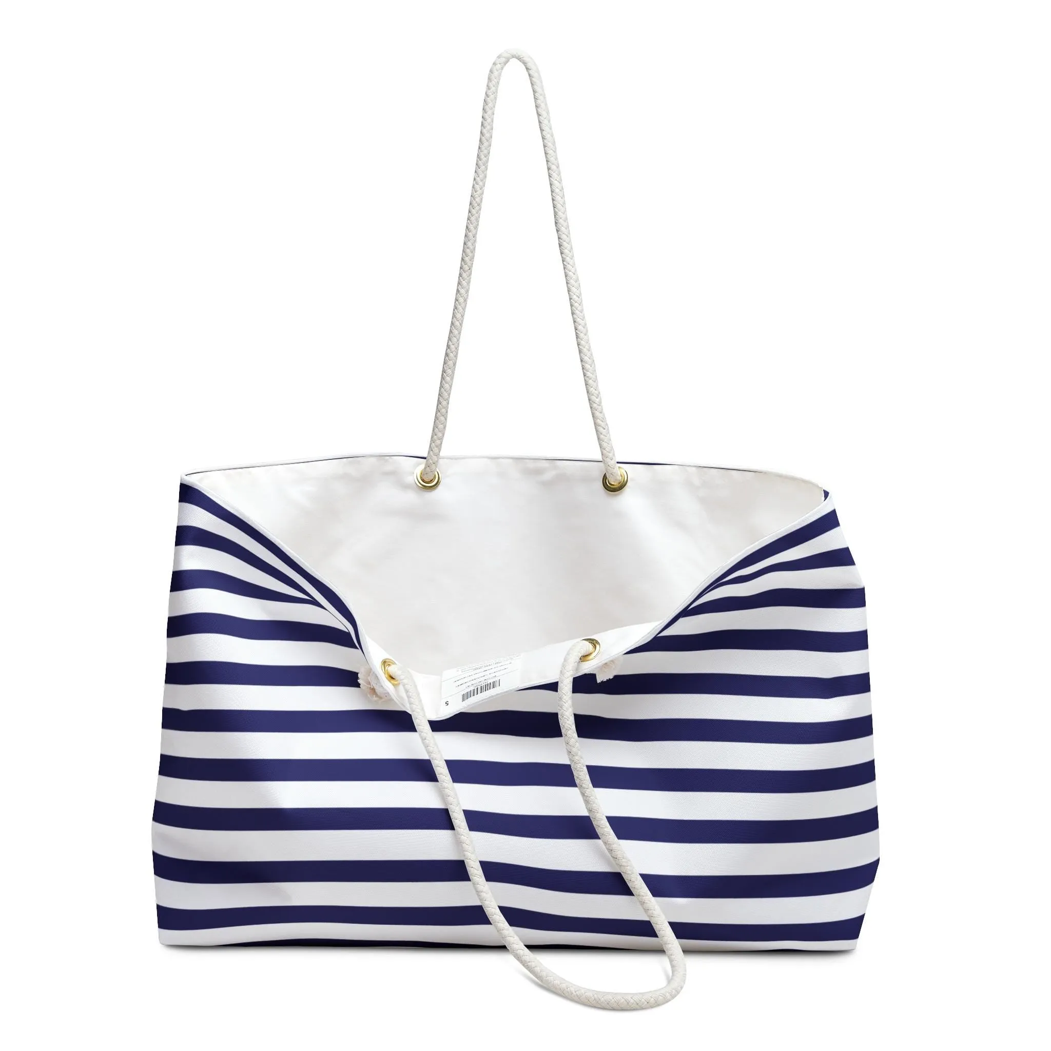 Nautical Blue Striped Weekender Bag Weekender Tote Bag Oversized Bag Lined Beach Tote Lake Trip Bag Travel Great Vacation Spring Break Bag