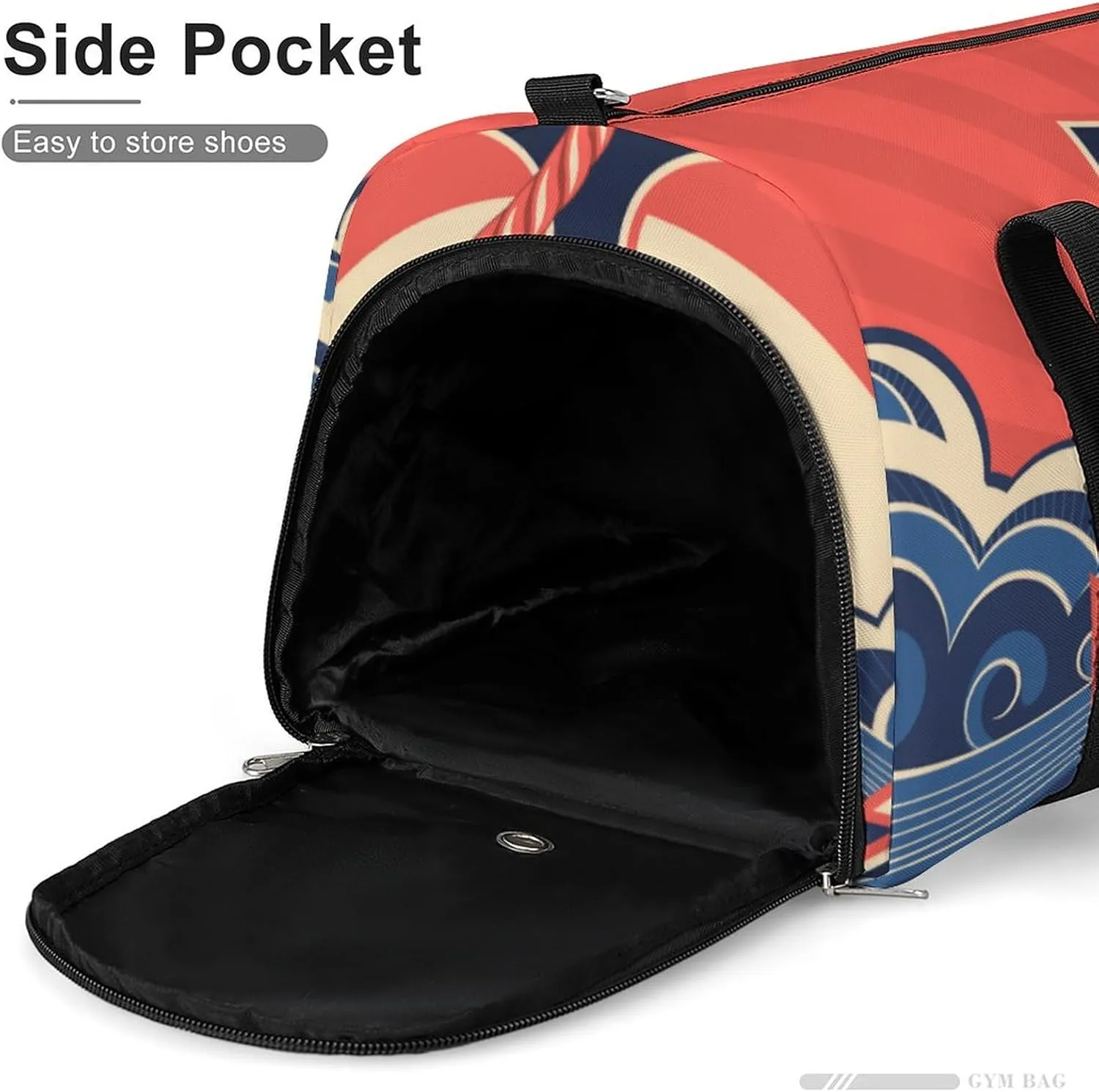 Nautical Label with Anchors Sports Tote Gym Bag for Women Men, Overnight Bag with Shoe Compartment Water Resistant