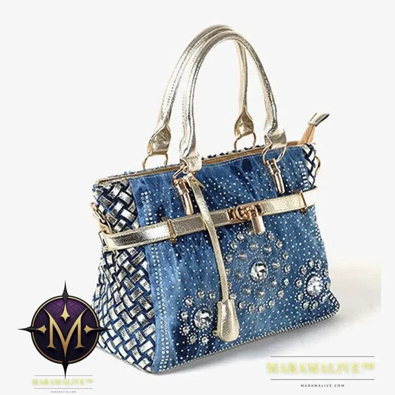New Diamond-studded Denim Single-shoulder Messenger Bag