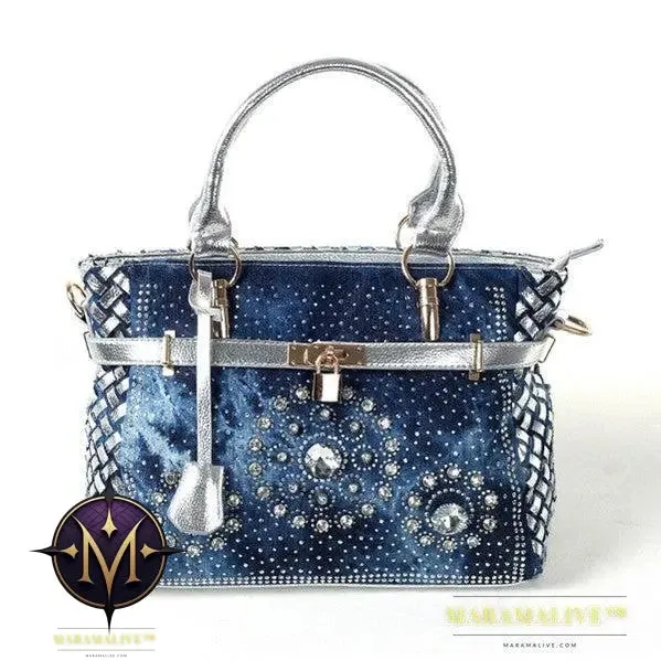New Diamond-studded Denim Single-shoulder Messenger Bag