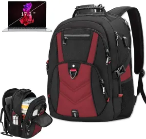 NEWHEY Laptop Backpack 17 Inch Business Travel Backpacks for Men Women Extra Large Waterproof TSA Anti Theft College Bookbags with USB Charging Port 17.3 Gaming Computer Backpack 45L, Red