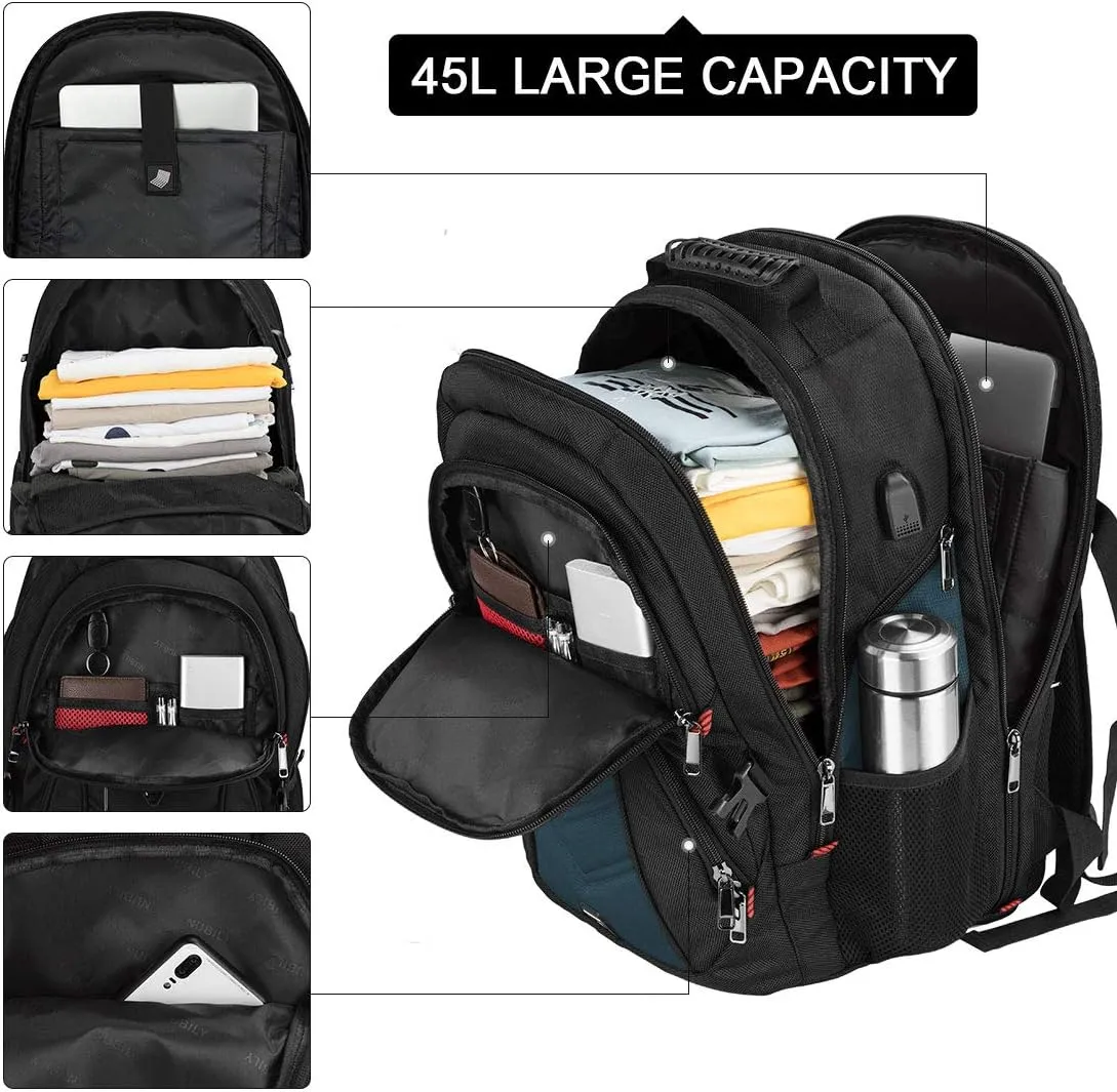 NEWHEY Laptop Backpack 18 Inch Business Travel Backpacks for Men Women Extra Large Waterproof TSA Anti Theft College Bookbags with USB Charging Port 18.4 Gaming Computer Backpack,Blue