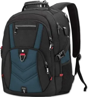 NEWHEY Laptop Backpack 18 Inch Business Travel Backpacks for Men Women Extra Large Waterproof TSA Anti Theft College Bookbags with USB Charging Port 18.4 Gaming Computer Backpack,Blue