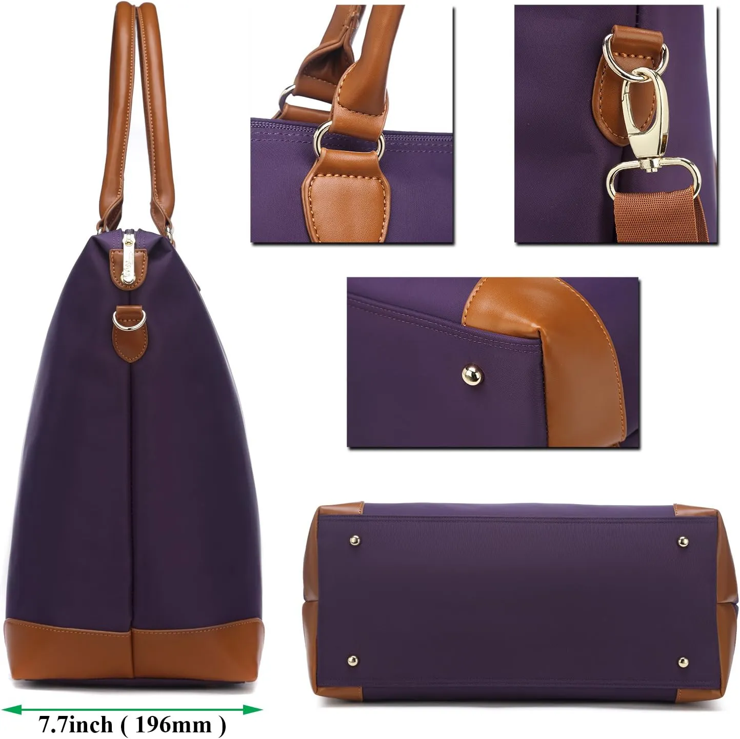 NNEE® Large Oversized Water Resistance Nylon Tote Bag With Multiple Pocket Design - Purple 2