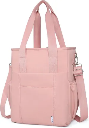 NOL Insulated Lunch Bag for Women,Large Spacious Lunch Tote Bag With Removable Adjustable Shoulder Strap with Multi Pockets,Leakproof Cooler Bag, Nylon Waterproof Lunch Box for Work,Dark pink