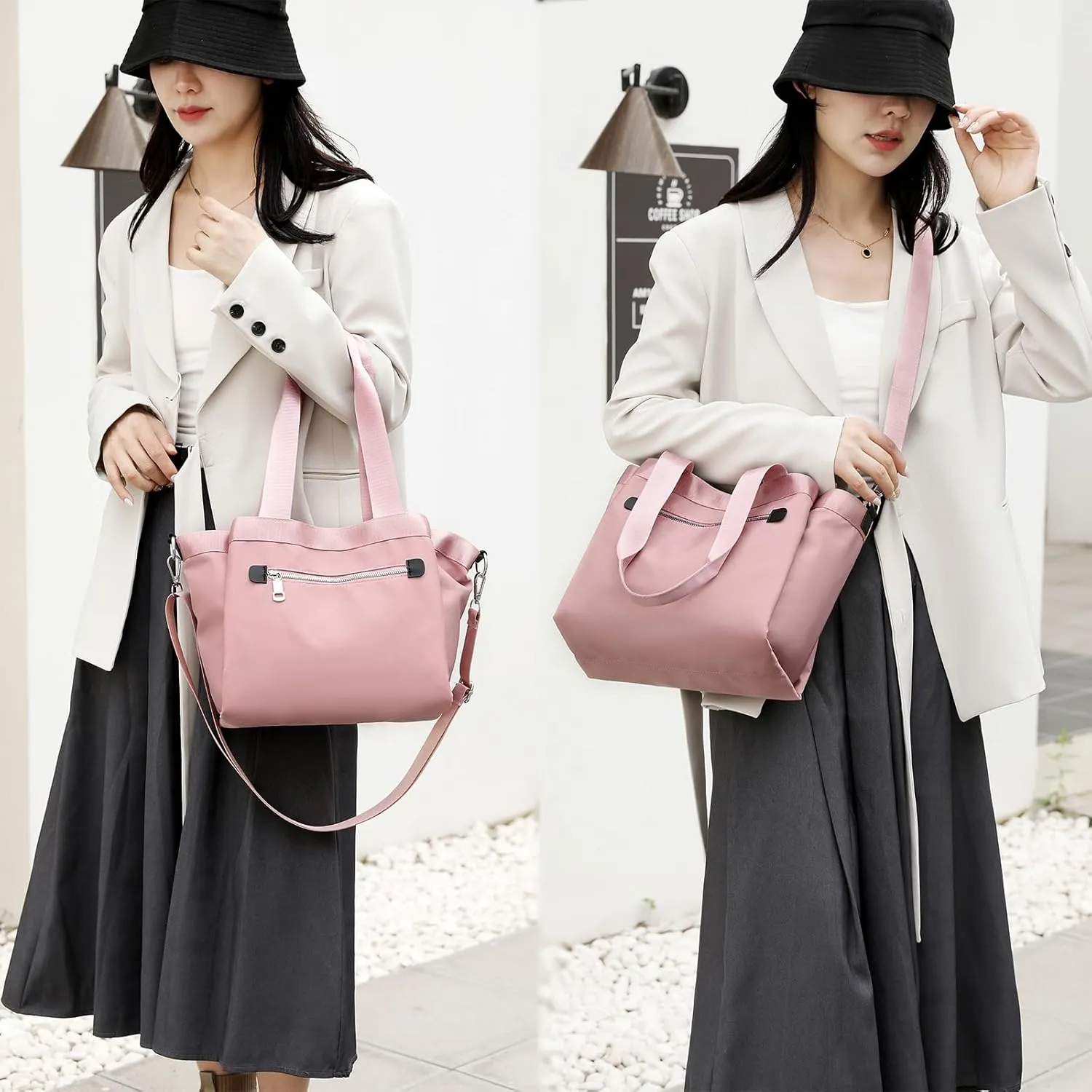 Nylon Crossbody Bags for Women Tote Bag with Pockets Satchel Purse Handbags Shoulder Bags Travel Messenger Bag