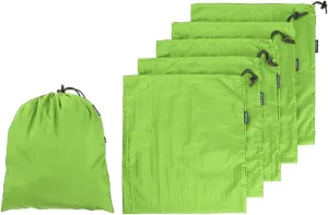 Nylon Stuff Sack Set 6-Piece (1.5L/7.5L/12.8L); Drawstring Storage Sack; Ditty Bags Medium Large XL Pouch for Organization Travel Camping Backpacking Down Jacket; Assorted Colors