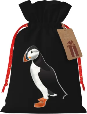 OKLRYNBV Puffin Bird Drawstring Gift Bags Christmas Gift Santa Claus Gift Bag