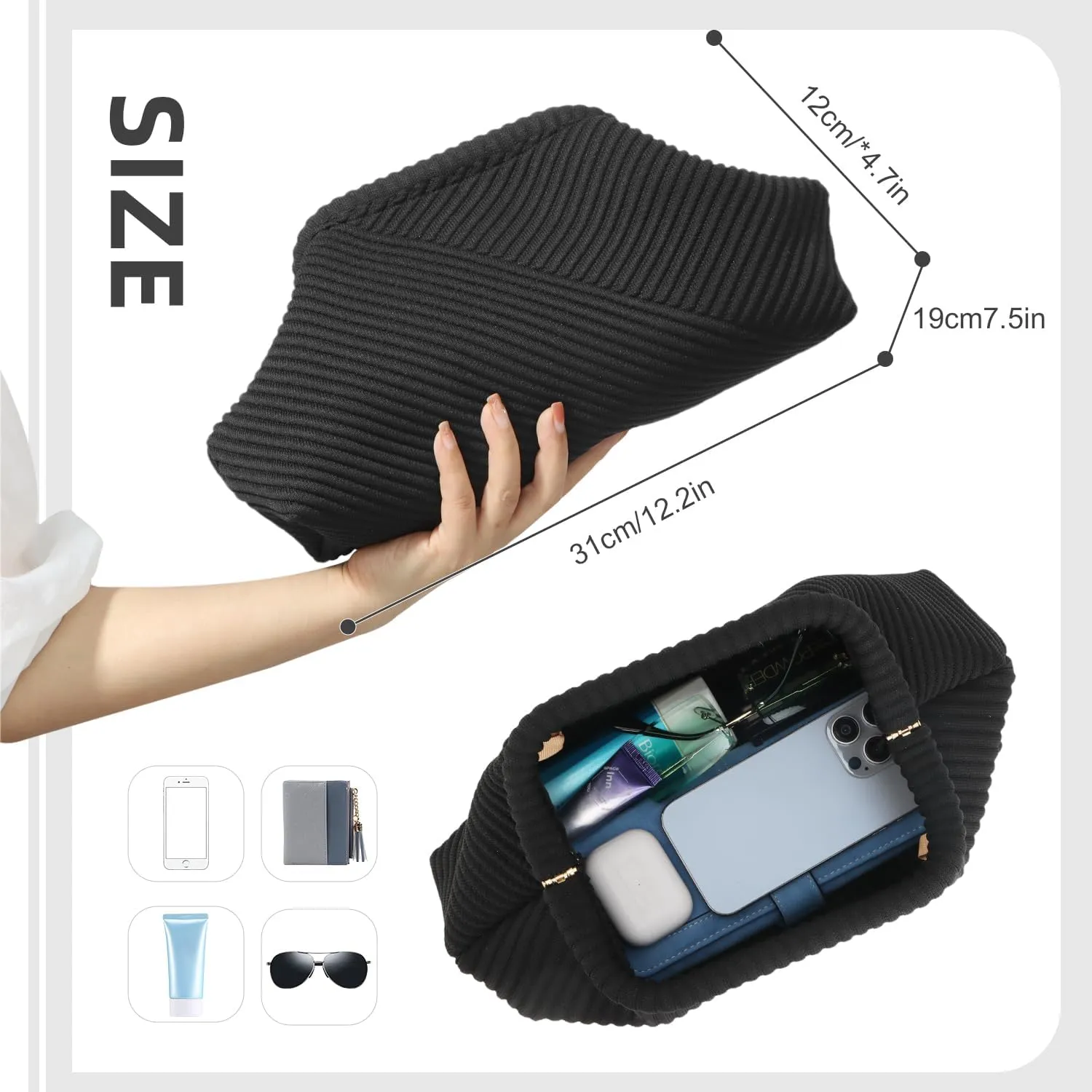 Oweisong Woven Clutch Purses for Women Cloud Pouch Dumpling Bag Crochet Crosbody Tote Handbag for 2024 Summer