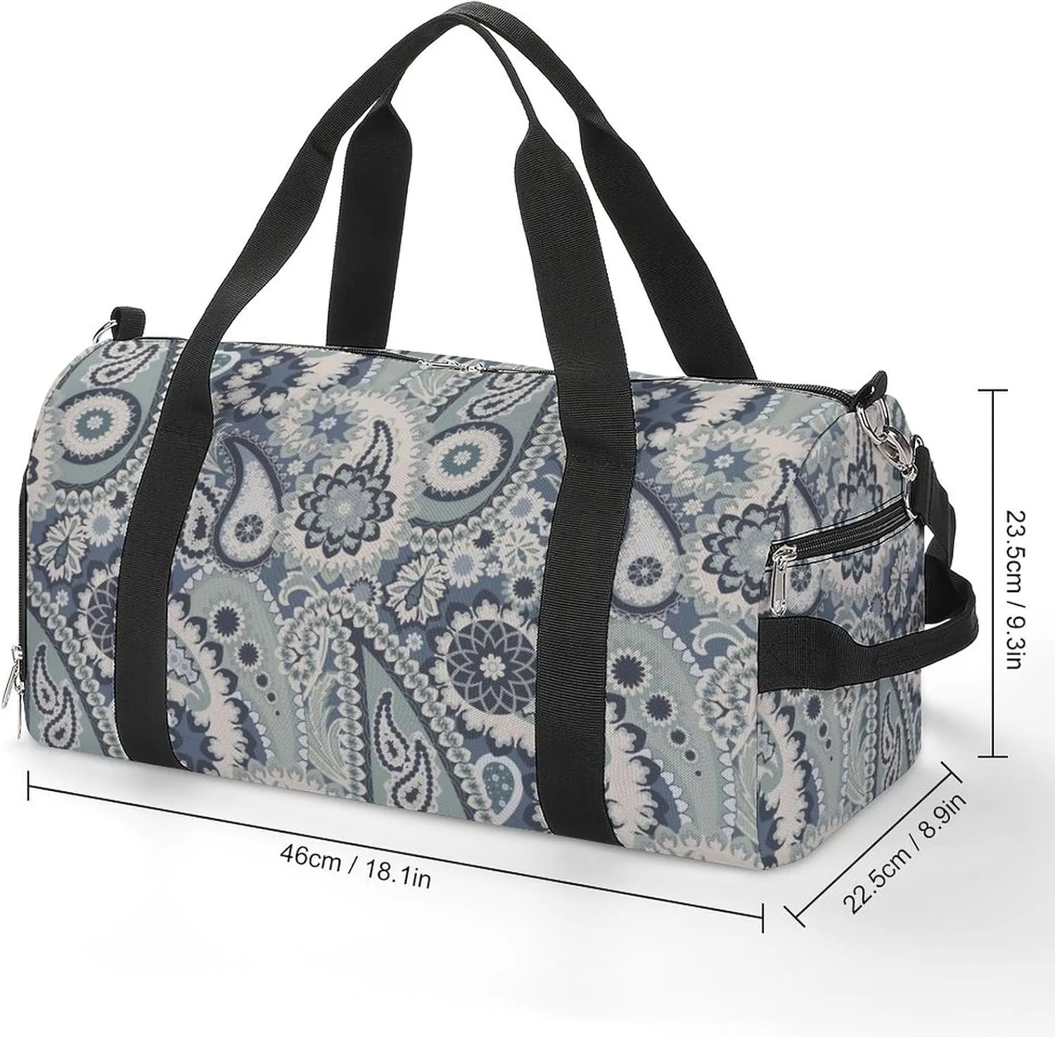 Paisleys-colorful-pattern Sports Tote Gym Bag for Women Men, Overnight Bag with Shoe Compartment Water Resistant