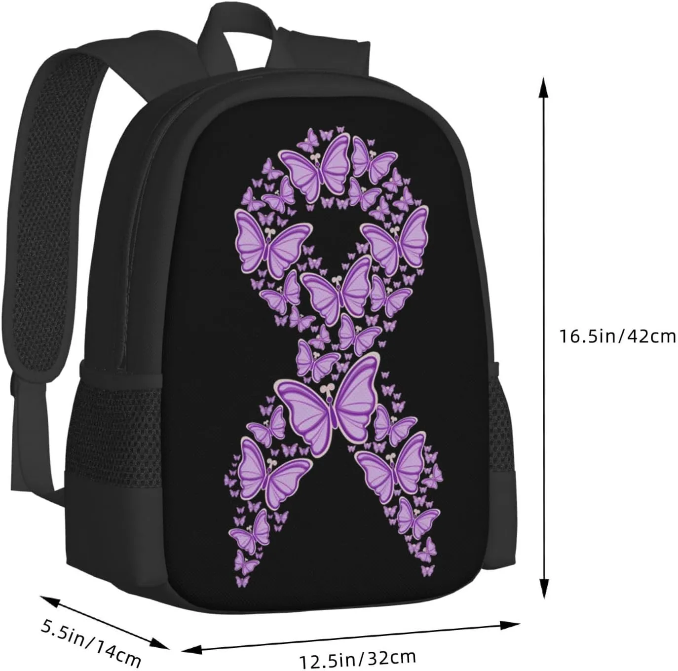 Pancreatic Cancer Awareness Backpack Lightweight Large Capacity Laptop Backpack Travel Backpacks for Unisex