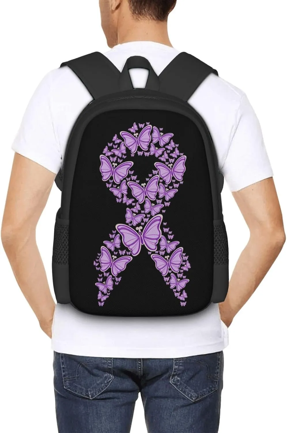 Pancreatic Cancer Awareness Backpack Lightweight Large Capacity Laptop Backpack Travel Backpacks for Unisex
