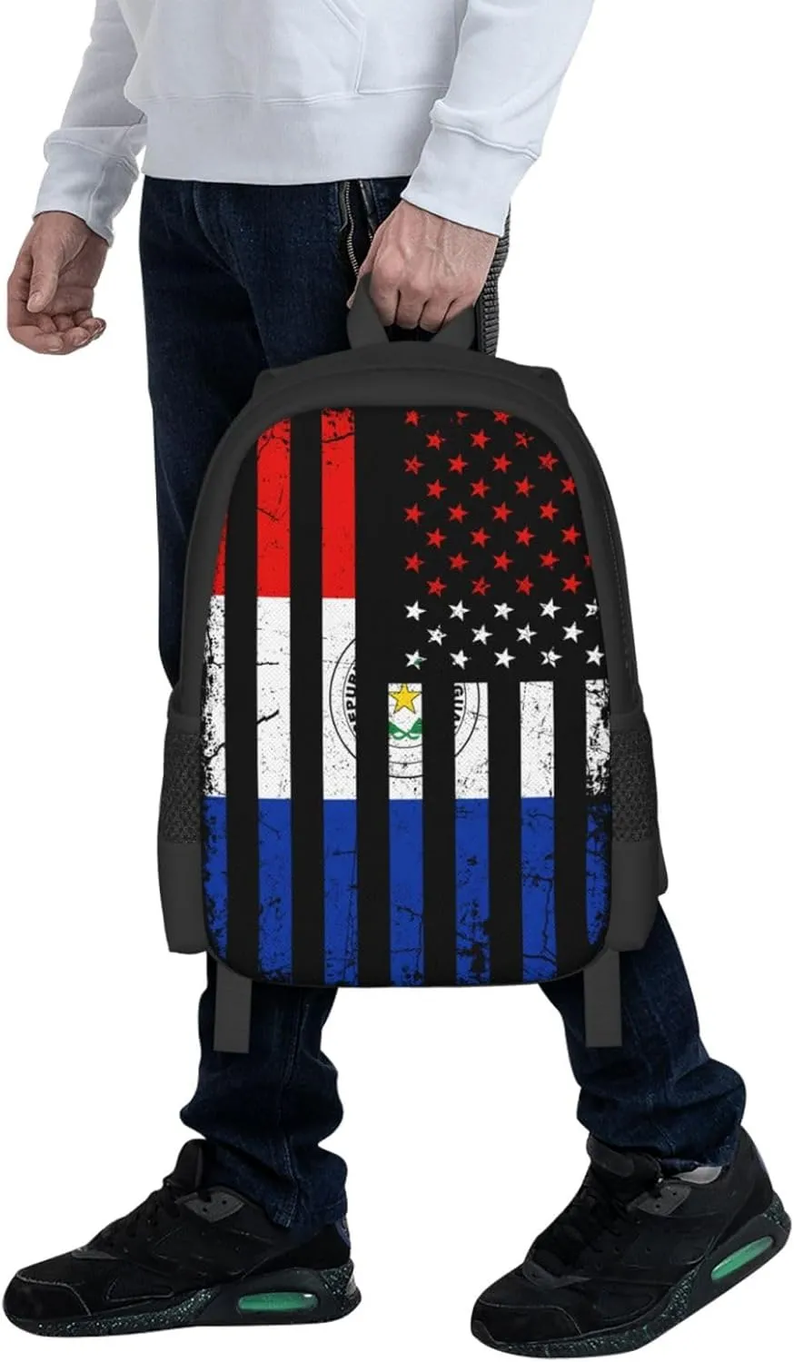 Paraguayan American Flag Paraguay Roots America Casual Backpacks Large Capacity Backpack Laptop Rucksack Sport Daypack Commuter Bags with Adjustable Strap for Traveling Camping