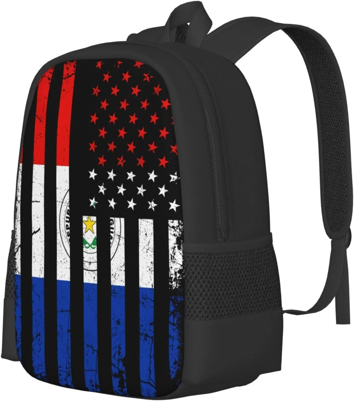 Paraguayan American Flag Paraguay Roots America Casual Backpacks Large Capacity Backpack Laptop Rucksack Sport Daypack Commuter Bags with Adjustable Strap for Traveling Camping