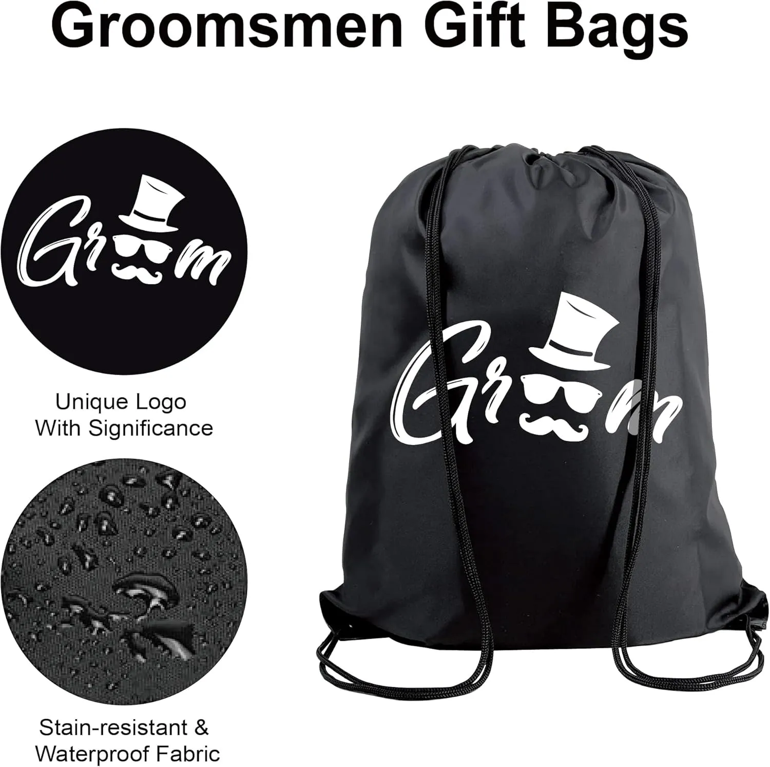 PartyGifts&beyond 7Pack Groomsmen Gift Bags With Drawstring Groom Squad Drawstring Bags for Bachelor Party and Wedding(Sunglasses)