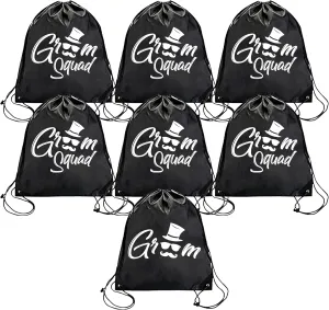 PartyGifts&beyond 7Pack Groomsmen Gift Bags With Drawstring Groom Squad Drawstring Bags for Bachelor Party and Wedding(Sunglasses)