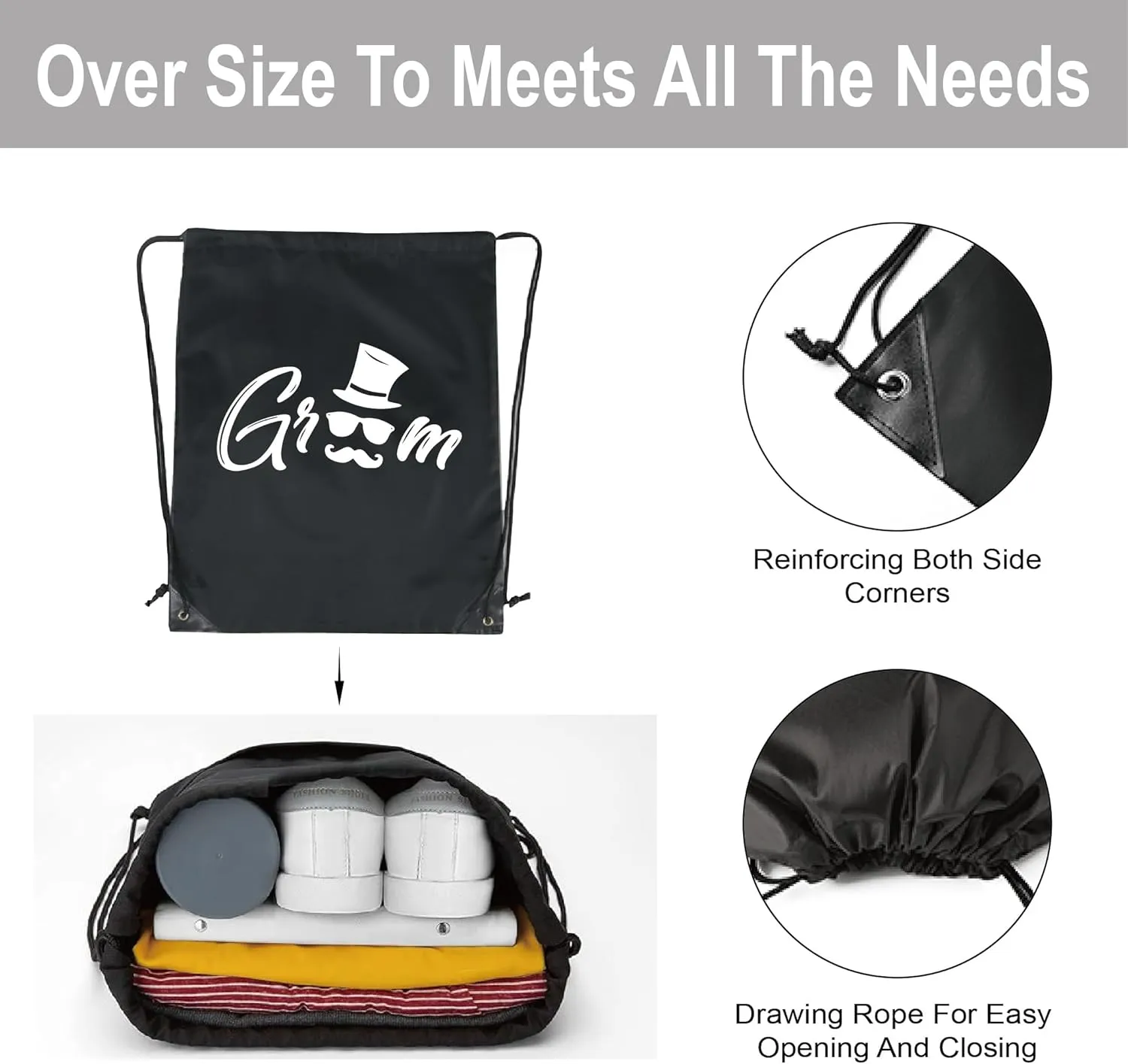 PartyGifts&beyond 7Pack Groomsmen Gift Bags With Drawstring Groom Squad Drawstring Bags for Bachelor Party and Wedding(Sunglasses)