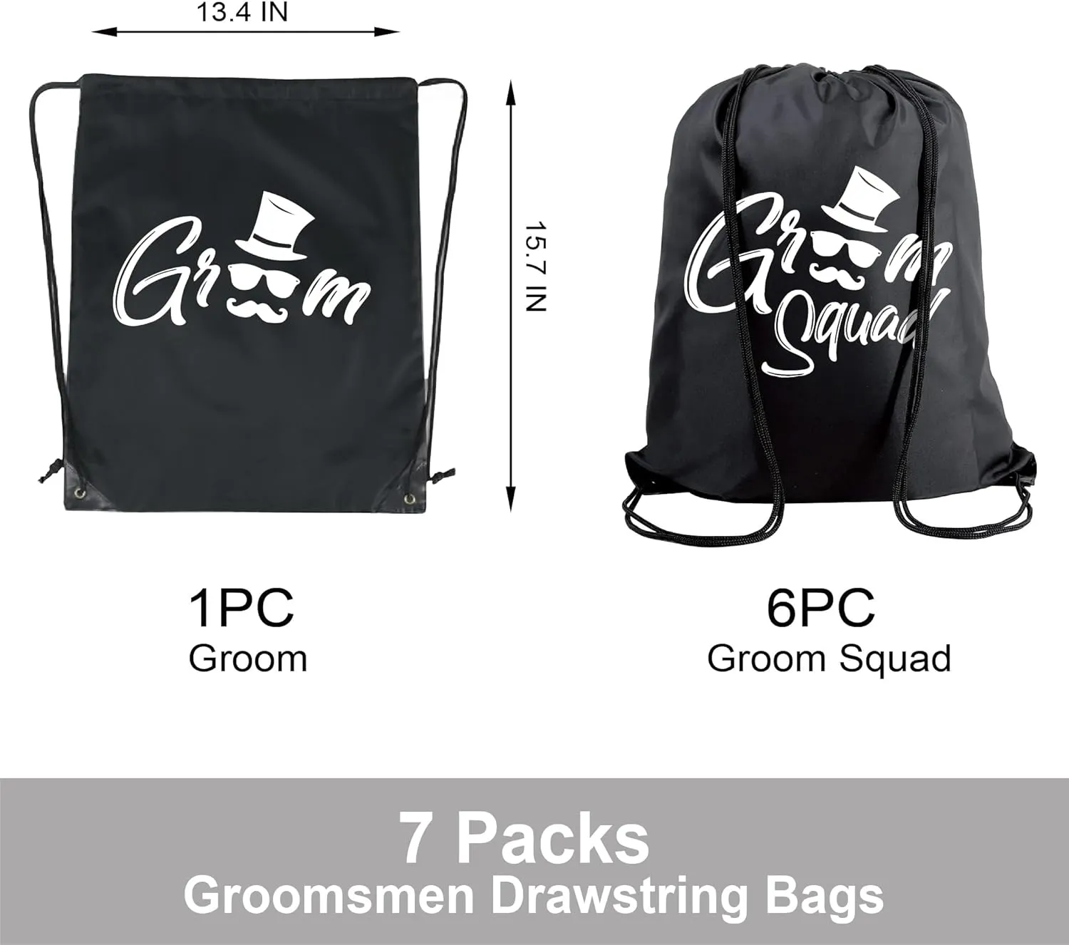 PartyGifts&beyond 7Pack Groomsmen Gift Bags With Drawstring Groom Squad Drawstring Bags for Bachelor Party and Wedding(Sunglasses)