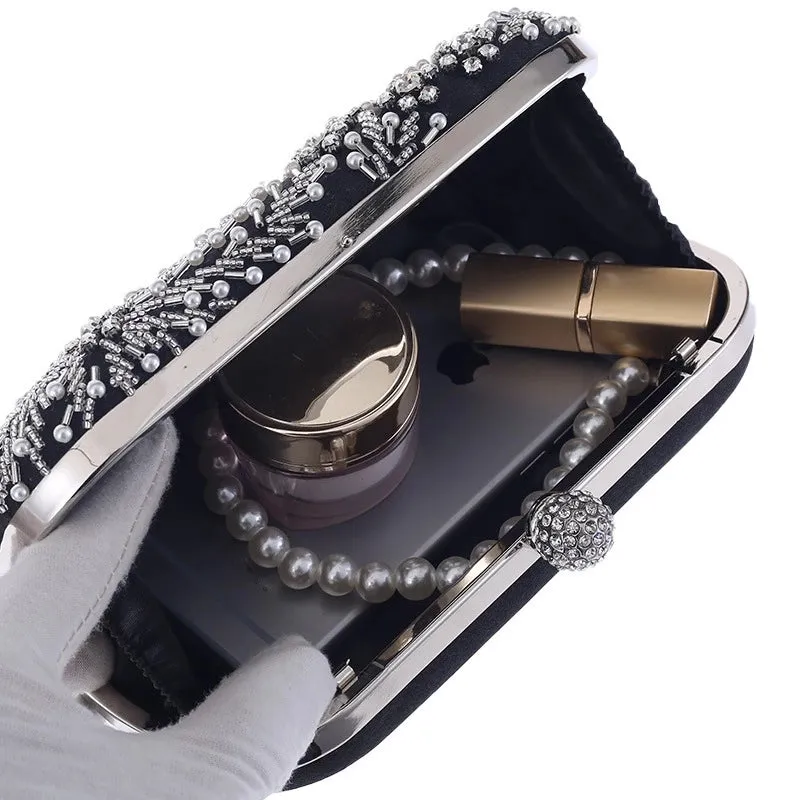 Pearl Clutch Purse Luxury Handbag Embroidery Evening Bag