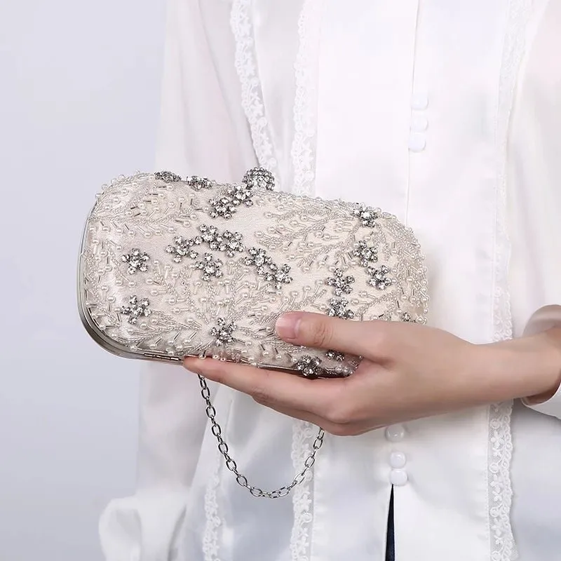Pearl Clutch Purse Luxury Handbag Embroidery Evening Bag