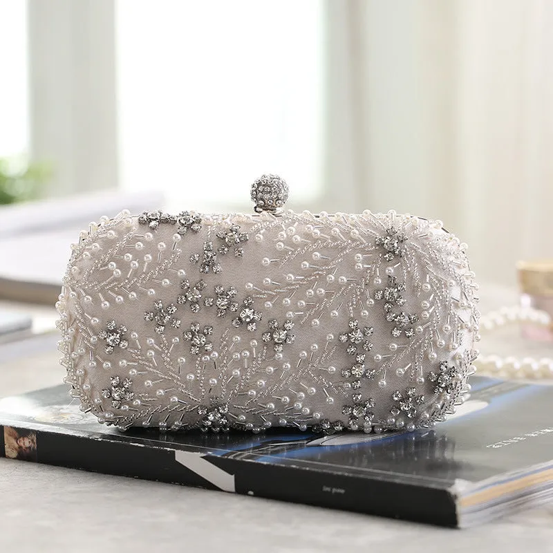 Pearl Clutch Purse Luxury Handbag Embroidery Evening Bag