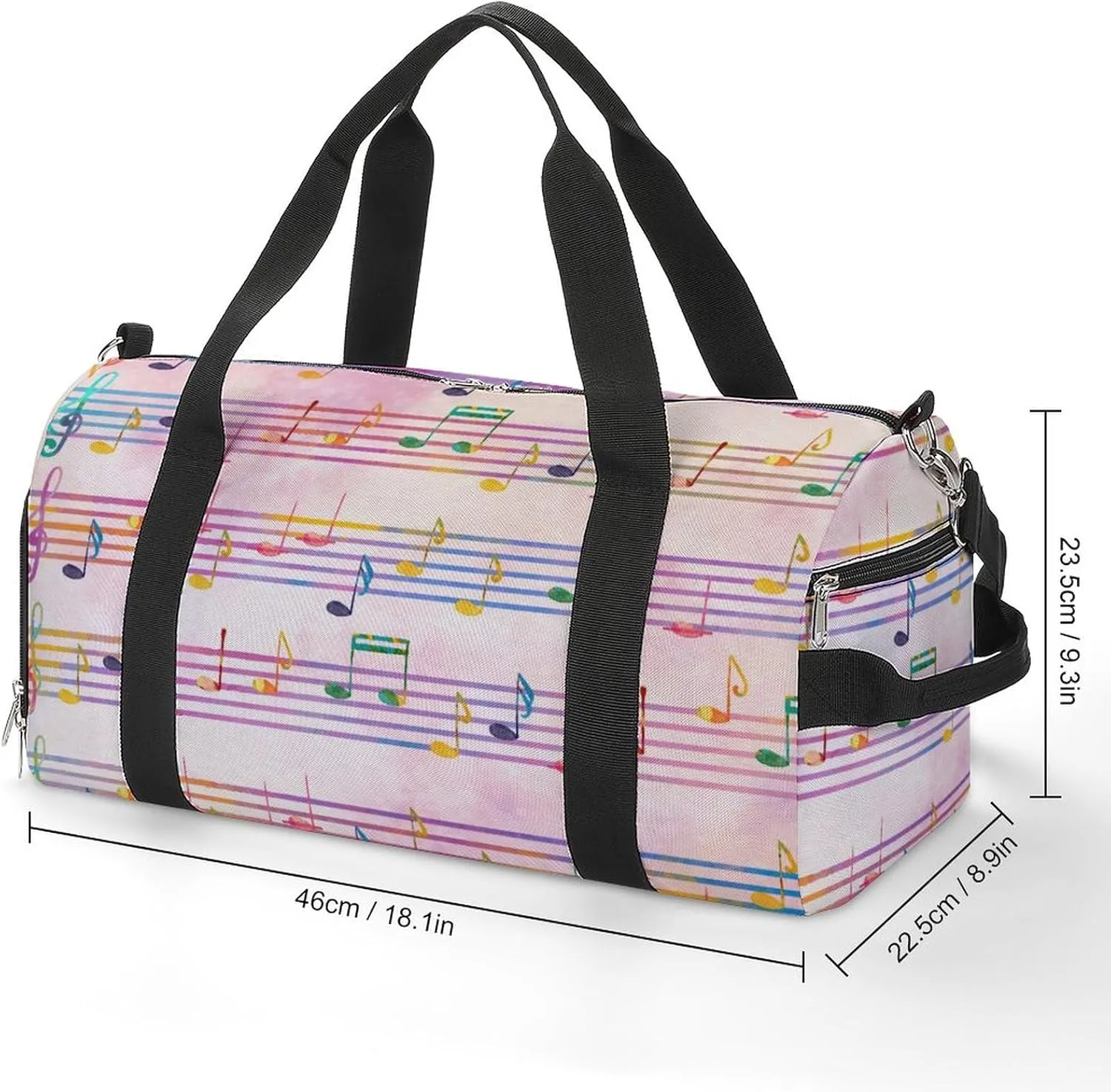 Pentagrams-musical Notes Sports Tote Gym Bag for Women Men, Overnight Bag with Shoe Compartment Water Resistant