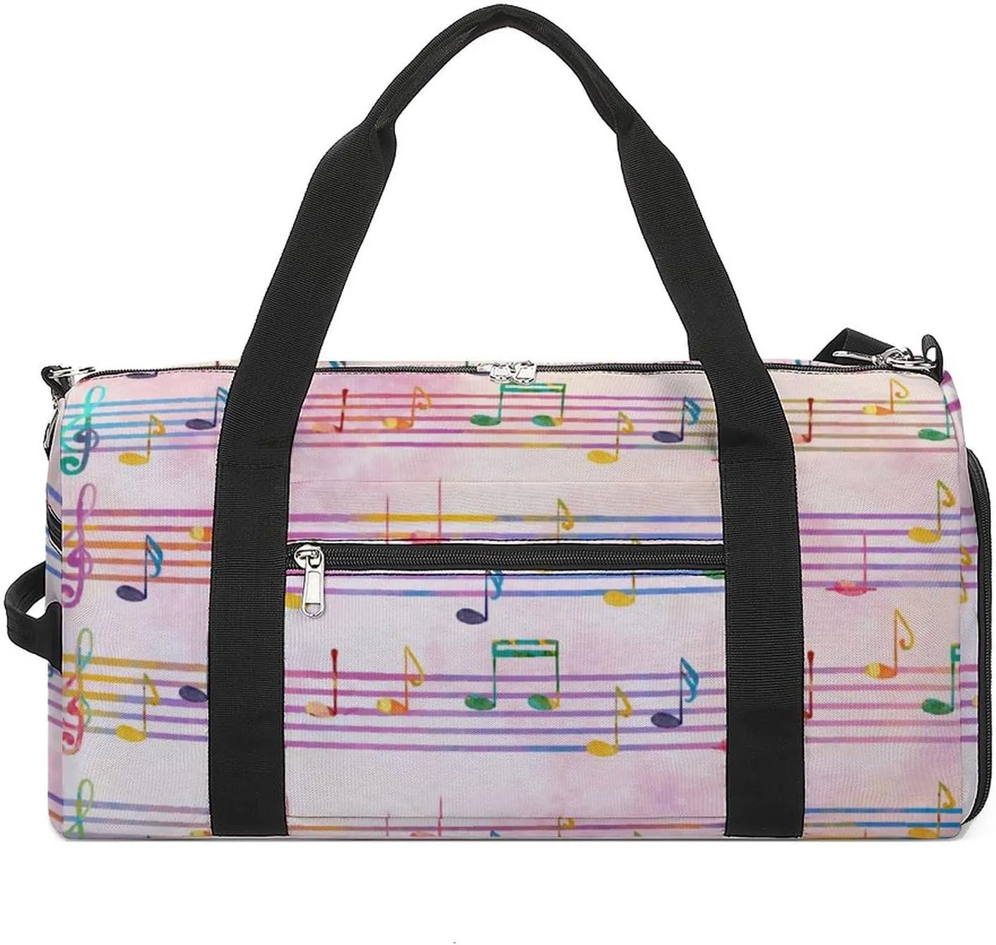 Pentagrams-musical Notes Sports Tote Gym Bag for Women Men, Overnight Bag with Shoe Compartment Water Resistant