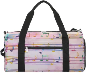 Pentagrams-musical Notes Sports Tote Gym Bag for Women Men, Overnight Bag with Shoe Compartment Water Resistant