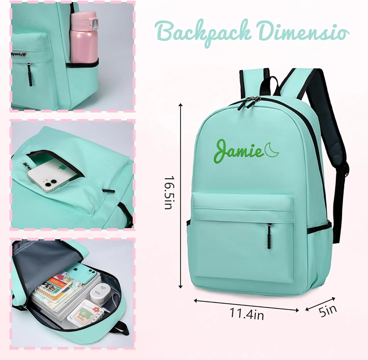 Personalized Kids Backpack for Teens Toddler Preschool Boys Girls, Custom Name Cute Kids School Backpack with Adjustable Padded Straps, Back to School Gifts for Boys Girls (Blue)