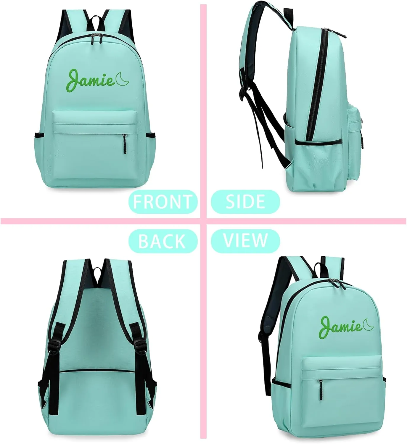 Personalized Kids Backpack for Teens Toddler Preschool Boys Girls, Custom Name Cute Kids School Backpack with Adjustable Padded Straps, Back to School Gifts for Boys Girls (Blue)